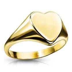 Paula & Fritz® Ring Damen Siegelring Herz Gold 316L Chirurgenstahl Größe 57 (18,1) 11-mm breit Damen-Ring Herren-Ring Partner-Ring Verlobungs-Ring von Paula & Fritz