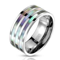 Paula & Fritz® Ring Damen Silber Abalone-Muschel Titan-IUM Grade 2 Größe 49 (15,6) 7-mm breit Partnerring Verlobungsring Herrenring Bandring Damenring von Paula & Fritz