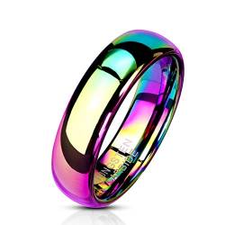 Paula & Fritz® Ring Damen Wolframcarbid Gr. 52 (16,6) Regenbogen 6-mm Breit Kuppelring Herren-Ring Partnerring Ehering Damen-Ring Verlobungsring Tungsten von Paula & Fritz