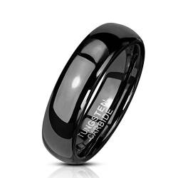 Paula & Fritz® Ring Damen Wolframcarbid Gr. 67 (21,3) Schwarz 6-mm Breit Kuppelring Herren-Ring Partnerring Ehering Damen-Ring Verlobungsring Tungsten von Paula & Fritz