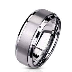 Paula & Fritz® Ring Damen Wolframcarbid gebürstete Mitte Gr. 70 (22,3) Silber 6-mm Breit Herren-Ring Partnerring Verlobungsring Damenring von Paula & Fritz