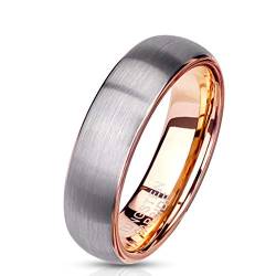 Paula & Fritz® Ring Damen Wolframcarbid polierte Oberfläche Gr. 49 (15,6) Rosegold/Silber 6-mm Breit Herren-Ring Damenring Partnerring Kuppelring von Paula & Fritz