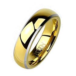 Paula & Fritz® Ring Herren Gold Silber TISTEN Titan-Wolfram Größe 52 (16,6) 6-mm Ringbreit-e Partnerring Ehering Kuppel-Ring Damen-Ring Zweifarbig von Paula & Fritz