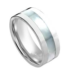 Paula & Fritz® Ring Herren Silber Perlmutt-Inlay Titan Grade 2 Größe 54 (17,2) 6-mm Ring-Breite Partnerring Verlobungsring Band-Ring Damen-Ring Abalone von Paula & Fritz