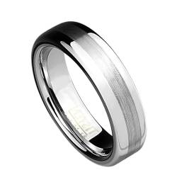 Paula & Fritz® Ring Herren Silber TISTEN Titan-Wolfram Größe 64 (20,4) 6-mm Ringbreit-e Partnerring Ehering Band-Ring Inlay Damen-Ring Matt Gebürstet von Paula & Fritz