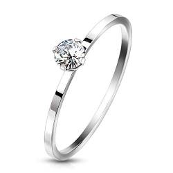 Paula & Fritz® Verlobungs-Ring Silber 1.2mm schmal Klassik Damen-Ring Edelstahlring Freundschaftsring Partnerring R-M7001S_50 von Paula & Fritz