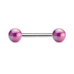 Paula & Fritz® Zungenpiercing-s Acryl 6-mm Kugel Chirurgenstahl 16-mm Stablänge 1,6-mm Stabdicke Lila Barbell Edelstahl Gerade Hantel Brustwarze Ohr von Paula & Fritz