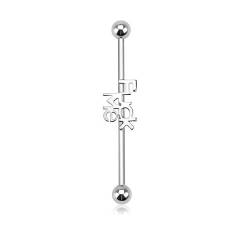 Paula & Fritz Industrial Ohr-Piercing Stab Fuck Me Chirurgenstahl 38-mm Stab-länge 1.6-mm Stab-Dicke Silber Barbell Piercings Langhantel Crossbow von Paula & Fritz