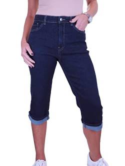 Paulo Due Damen Stretch Denim Capri Mit Umschlagmanschette Indigo Dunkelblau 36-48 (46) von Paulo Due