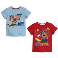 PAW PATROL Print-Shirt 2X Paw Patrol T-Shirts Rot + Hellblau Jungen 92 98/104 110/116 122/128 von Paw Patrol