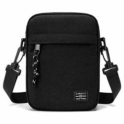 Pawleso Umhängetasche Herren, Schultertasche Klein Crossbody Bag 18 cm, 1.8 L, Schwarz Messenger Bag Nylon Kuriertasche Männer Tasche (Schwarz - ohne Dekoratives Band) von Pawleso