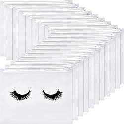 Pawlickio 50 StüCk Wimperntaschen Wimperntaschen für die Nachsorge Wimpern Make-Up mit ReißVerschluss für Frauen (Weiß 6X4) von Pawlickio