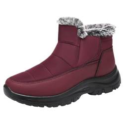 Waldläufer Schuhe Damen: Outdoors Mode Wasserdichtes Glattes Winterschuhe Flauschige Wasserdicht Coole Wechselfußbett Schneeschuhe Komfort Stylische Outdoor Pelzgefütterte Winterstiefel von Pdakieyxnd