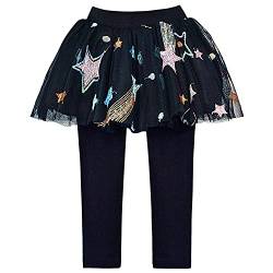 Peacolate 2-8 Jahre Mädchen Elastisch Fußlose Schwarz Leggings Bunt Sterne Mustern Spitzehose Rüschen Tutu Rock funkeln Pailletten Culottes Baumwolle Hose(Rosa,7Jahre) von Peacolate