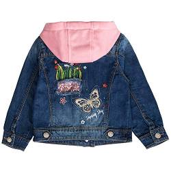 Peacolate 2-8 Jahre kleine Mädchen Pailletten Mäntel Stickerei Schmetterling Jeansjacke (Vogel,5-6J) von Peacolate