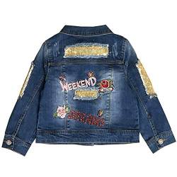 Peacolate 3-10 Jahre kleine Mädchen Pailletten Mäntel Stickerei Jeansjacke (Rose, 3-4J) von Peacolate