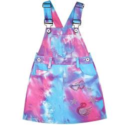 Peacolate 4-11 Jahre Sommer kleine Kinder Denim Hosenträger Rock Overall Kleid Hot Drill Flip Pailletten rosa Schwan (Schwan,4Jahre) von Peacolate