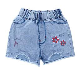 Peacolate 4-8T Little & Big Kids Mädchen Emboridery Flower Floret Denim Shorts Jeans(6T, Licht) von Peacolate