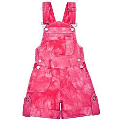 Peacolate 5-10 Jahre Sommer kleines Mädchen Denim Shortalls Flip Pailletten Stickerei Sterne Blaue Latzhose Shorts Overalls (Rot, 5–6 Jahre) von Peacolate