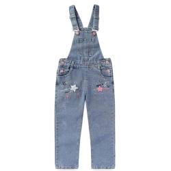 Peacolate 5-10Jahre Kleine Mädchen Jumpsuit Stern Stickerei Blau Denim Overalls Kinder Jeanshose(Stern,5-6Jahre) von Peacolate