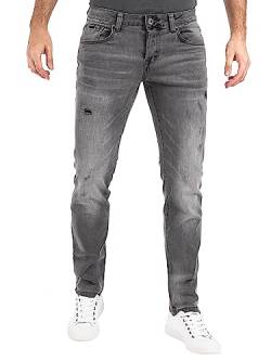 Peak Time Herren Jeans Slim Fit Hose mit elastischem Stretch Bund Destroyed München Light Grey Gr. 34W/32L von Peak Time