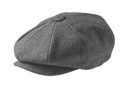 PEAKY BLINDERS 8 Stück 'Newsboy' Stil Flat Cap Tweed Wolle Stoff Variationen Gr. 62, Grau (Nadelstreifen) von Peaky Blinders