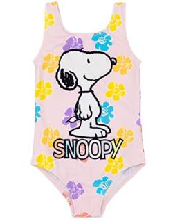 Peanuts Erdnüsse Snoopy Badeanzug für Mädchen | Kinder animierte Beagle Hund Blau Gelb Lila Blume Blumen Alles in einem rosa Badeanzug by Schulz Merchandise von Peanuts