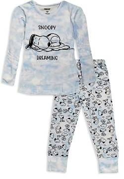 Peanuts Snoopy Langarm-Pyjama-Set aus Baumwolle für Mädchen (DE/NL/SE/PL, Alter, 9 Jahre, 10 Jahre, Regular, Blau) von Peanuts