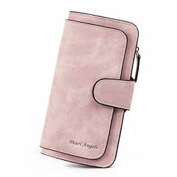 Pearl Angeli Damen Geldbörse aus weichem echtem Leder, RFID-Blockierung, große Kapazität, dreifach gefaltet, Multi-Kartenhalter, Organizer, Damen-Clutch (Rosa) von Pearl Angeli