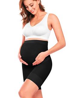 "Baby Bump" Premium-Schwangerschafts-Shapewear, hohe Taille, mittlere Oberschenkel, Schwangerschaftsunterwäsche, verhindert Chaffing, weiche Bauchstütze, Schwarz, XXL von Peauty