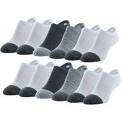 Peds Damen High Cut No Show, 12 Paar Socken, Weiß/Grau Heather/Schwarz, Medium (12er Pack) von Peds