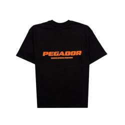Pegador Herren T-Shirt Colne Logo Oversized Black Signal red (DE/NL/SE/PL, Alphanumerisch, S, Regular, Regular, Schwarz) von Pegador
