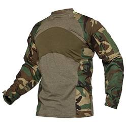 Herren Military Shirt Outdoor Wandern Camping Angeln Langarm T-Shirt Combat Tops Woodland 5XL von Pegsmio
