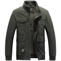 Pegsmio Herbst Militär Jacke Herren Baumwolle Outdoor Multi Taschen Taktische Jacken Casual Slim Fit Mantel, Army EN8, M von Pegsmio