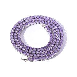 5MM Colorful Baguette Tennis Necklace Chains For Women Spring Buckle 14K Gold Plated Full Cubic Zironia Tennis Rhinestone Diamond Choker Chain Necklaces For Men Women(18, Purple) von Pehvdkuq