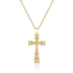 Cross-Halskette für Damen, 18 K, vergoldet, Kreuz, für Teenager, Mädchen von Pehvdkuq