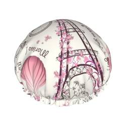 Dog And Paris Towe Women Luxury Shower Cap, Double ProtectionElastic, Reusable Adjustable Shower Bonnet von Peiyeety