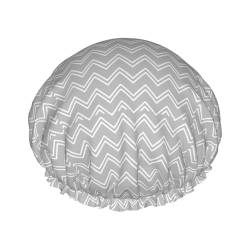 Gray Striped Women Luxury Shower Cap, Double ProtectionElastic, Reusable Adjustable Shower Bonnet von Peiyeety