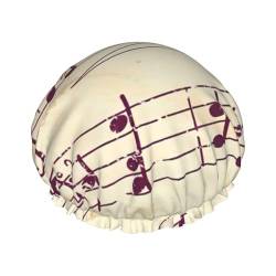 Musical Note Floral Print Soft Shower Cap for Women, Reusable Environmental Protection Hair Bath Caps von Peiyeety