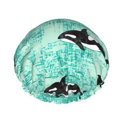 Pacific Ocean biological Print Shower CapSoft,Reusable, Double WaterproofBath Hat Women,Breathable, von Peiyeety