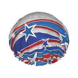 Patriotic Stars Strips Independence Day Print Shower CapSoft,Reusable, Double WaterproofBath Hat Women,Breathable, von Peiyeety