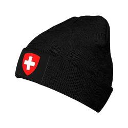 Peiyeety Wappen der Schweiz Strickmütze Mütze Mann Damen Sport Warm Trendy Classic Watch Caps Schwarz von Peiyeety