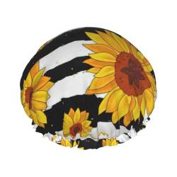 Stylish Sunflowers Print Shower CapSoft,Reusable, Double WaterproofBath Hat Women,Breathable, von Peiyeety