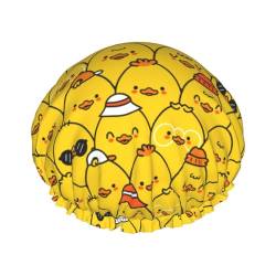 Yellow Rubber Ducks Shower Cap For Women Men Reusable Waterproof Bathing Shower Hat For Girls von Peiyeety