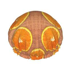 lemons and oranges Print Shower Cap for Women Waterproof - Reusable | Hair Cap for Bathing | Double Layer Hat von Peiyeety