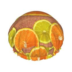 lemons and oranges Print Soft Shower Cap for Women, Reusable Environmental Protection Hair Bath Caps von Peiyeety