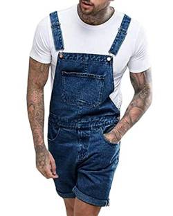 Pejihota Herren Overalls Denim Lätzchen Schwarz Jumpsuit Mode Buchstaben Verstellbare Arbeitskleidung Slim Fit Jumpsuit mit Taschen (as3, alpha, 3x_l, regular, regular, Dunkelblau-b) von Pejihota