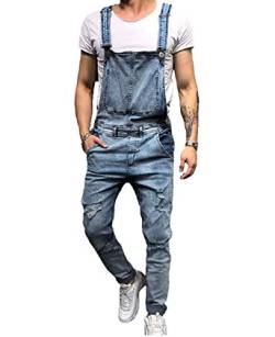 Pejihota Herren Overalls Denim Lätzchen Schwarz Jumpsuit Mode Buchstaben Verstellbare Arbeitskleidung Slim Fit Jumpsuit mit Taschen (as3, alpha, l, regular, regular, Hellblau-c) von Pejihota