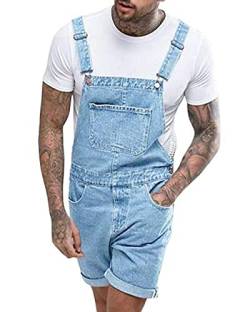 Pejihota Herren Overalls Denim Lätzchen Schwarz Jumpsuit Mode Buchstaben Verstellbare Arbeitskleidung Slim Fit Jumpsuit mit Taschen (as3, alpha, l, regular, regular, Hellblau-d) von Pejihota