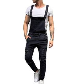 Pejihota Herren Overalls Denim Lätzchen Schwarz Jumpsuit Mode Buchstaben Verstellbare Arbeitskleidung Slim Fit Jumpsuit mit Taschen (as3, alpha, l, regular, regular, Schwarz-e) von Pejihota